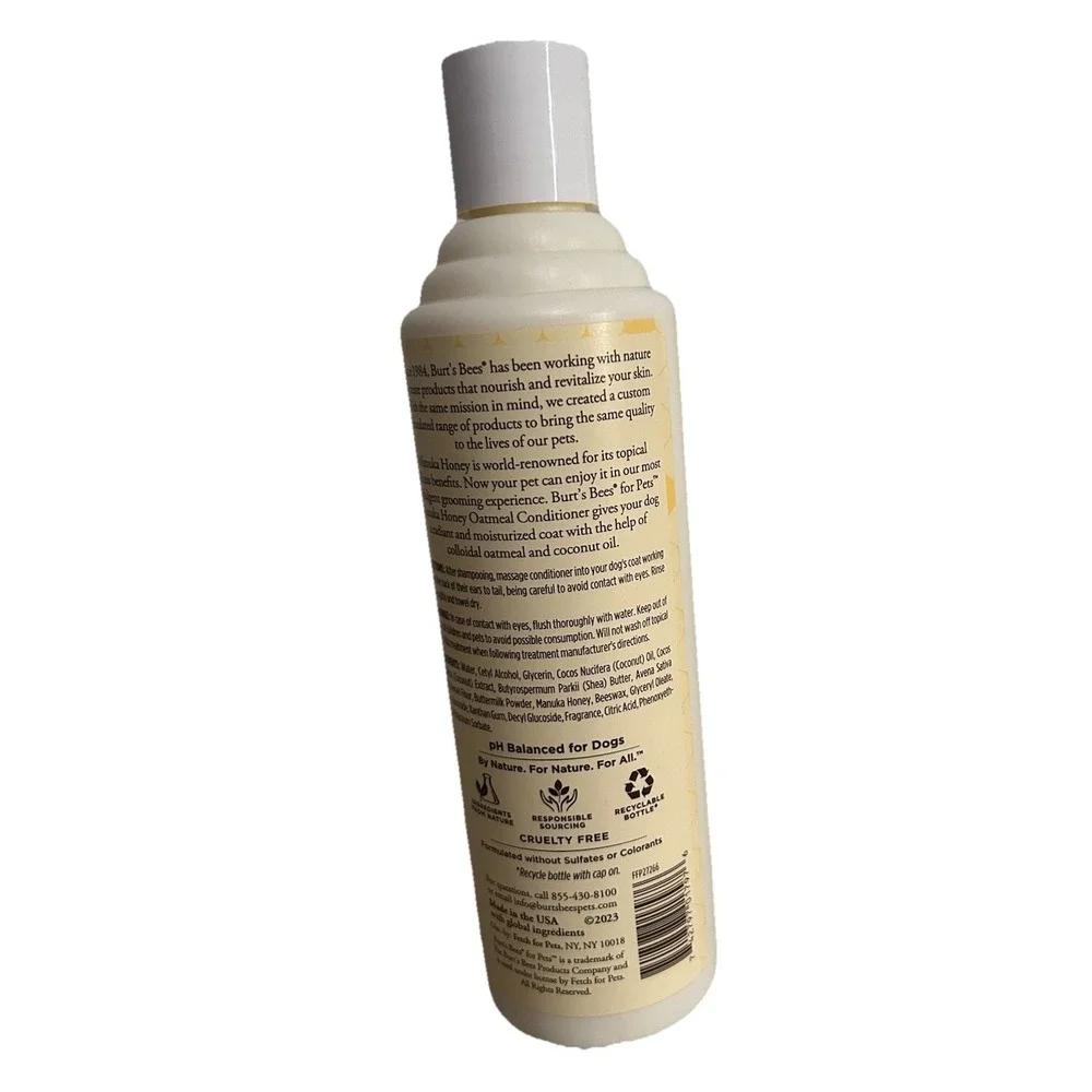 Burt's Bees for Dogs Manuka Honey Oatmeal Dog Conditioner with Coconut Oil 10 Oz